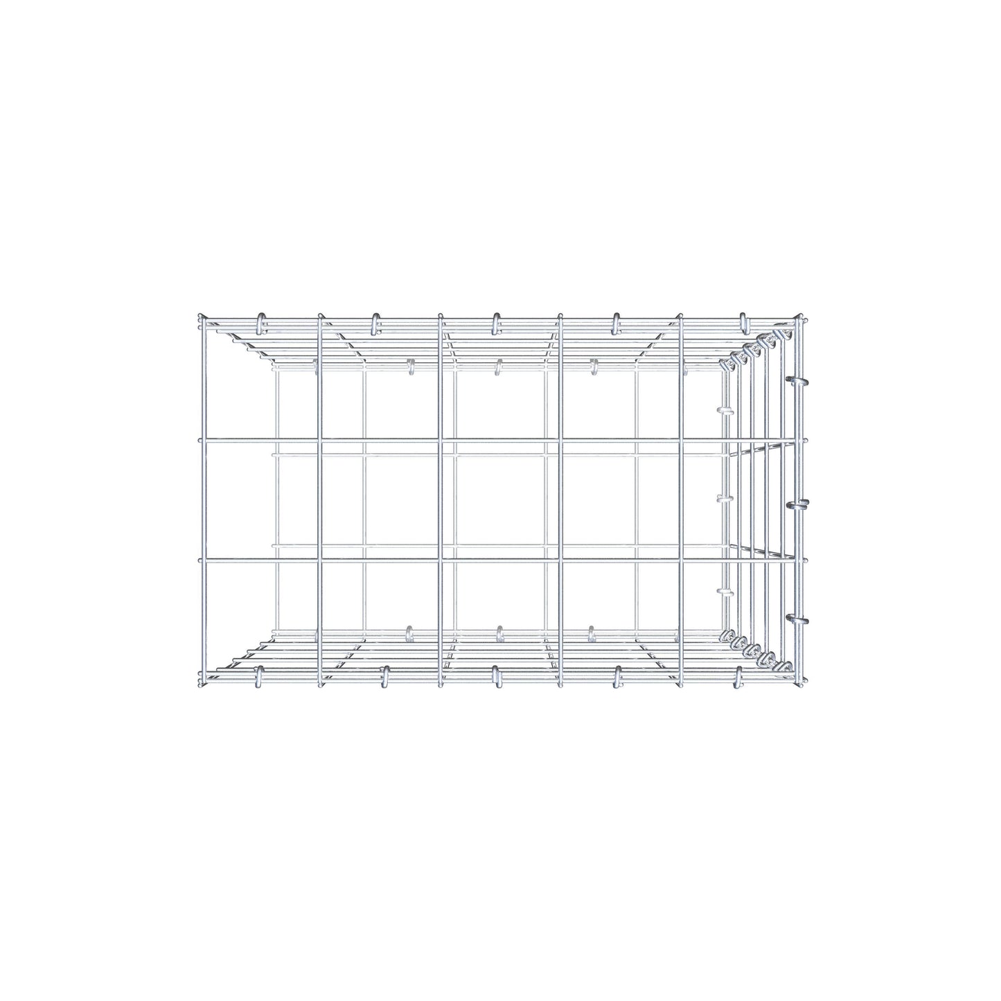 Mounted gabion type 2 50 cm x 50 cm x 30 cm (L x H x D), mesh size 10 cm x 10 cm, C-ring
