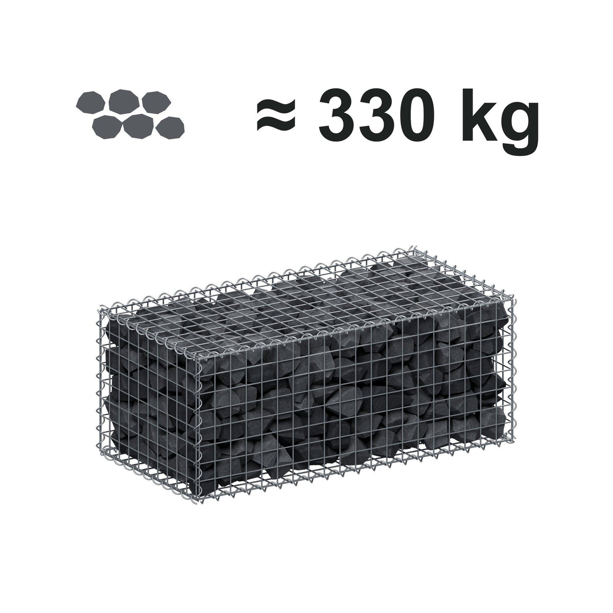 Gabion 100 cm x 40 cm x 50 cm (L x H x D), maskstorlek 5 cm x 5 cm, spiral