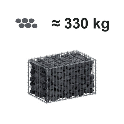 Gabião 80 cm x 50 cm x 50 cm (C x A x P), malhagem 5 cm x 10 cm, espiral