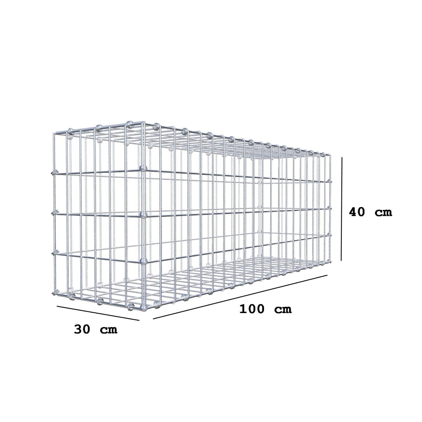 Gabion 100 cm x 40 cm x 30 cm (L x H x D), mesh size 5 x 10 cm, spiral ring