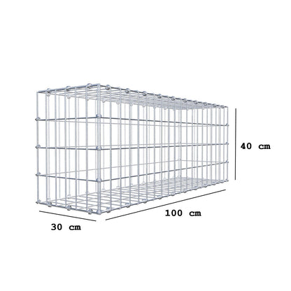 Gabion 100 cm x 40 cm x 30 cm (L x H x D), mesh size 5 x 10 cm, spiral ring