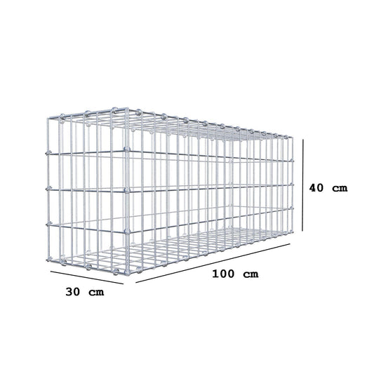 Gabion 100 cm x 40 cm x 30 cm (L x H x D), mesh size 5 x 10 cm, spiral ring