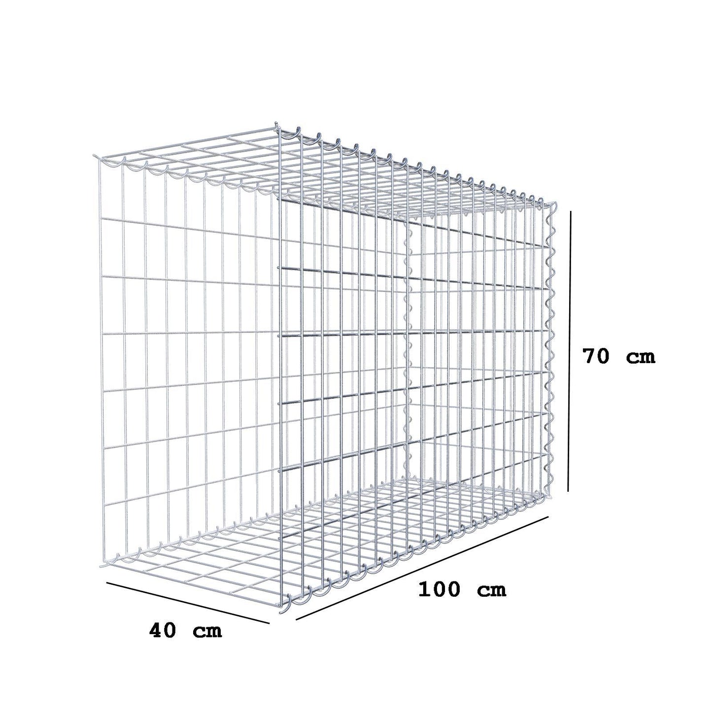 Grown-on gabion type 2 100 cm x 70 cm x 40 cm (L x H x D), mesh size 5 cm x 10 cm, spiral