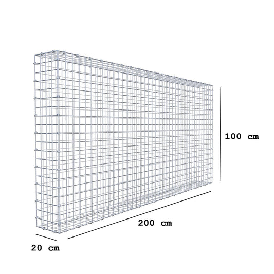 Gavión 200 cm x 100 cm x 20 cm (L x A x P), luz de malla 5 x 5 cm, anillo en espiral