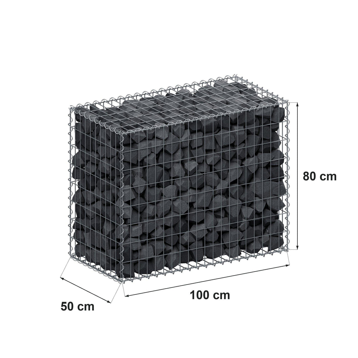 Gavión 100 cm x 80 cm x 50 cm (L x A x P), luz de malla 5 cm x 10 cm, en espiral