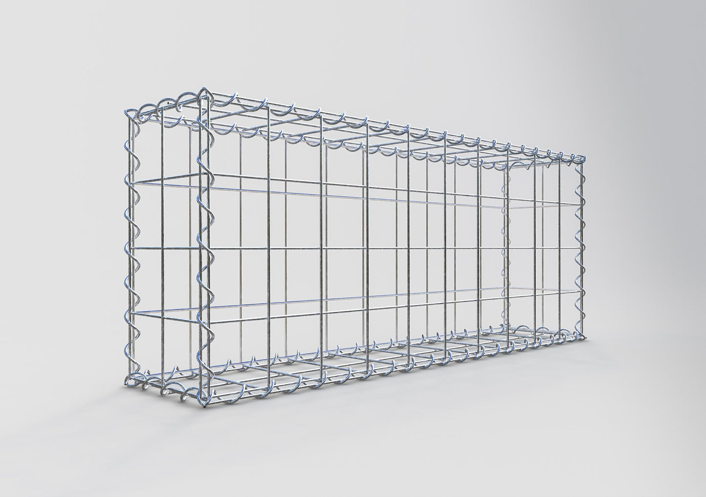 Gabião 100 cm x 40 cm x 20 cm (C x A x P), malhagem 10 cm x 10 cm, espiral