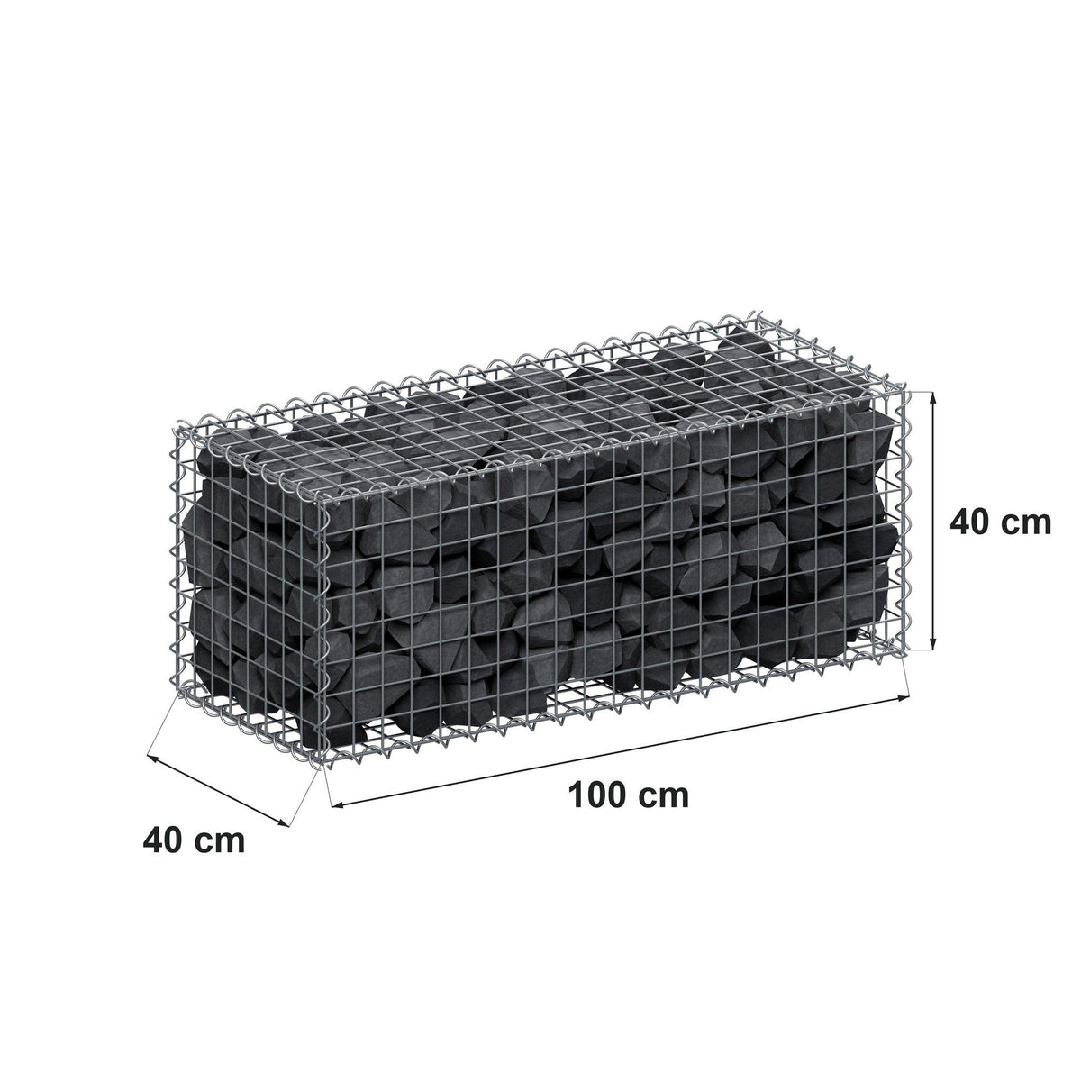 Gabion 100 cm x 40 cm x 40 cm (L x H x P), mailles 5 cm x 5 cm, spirale