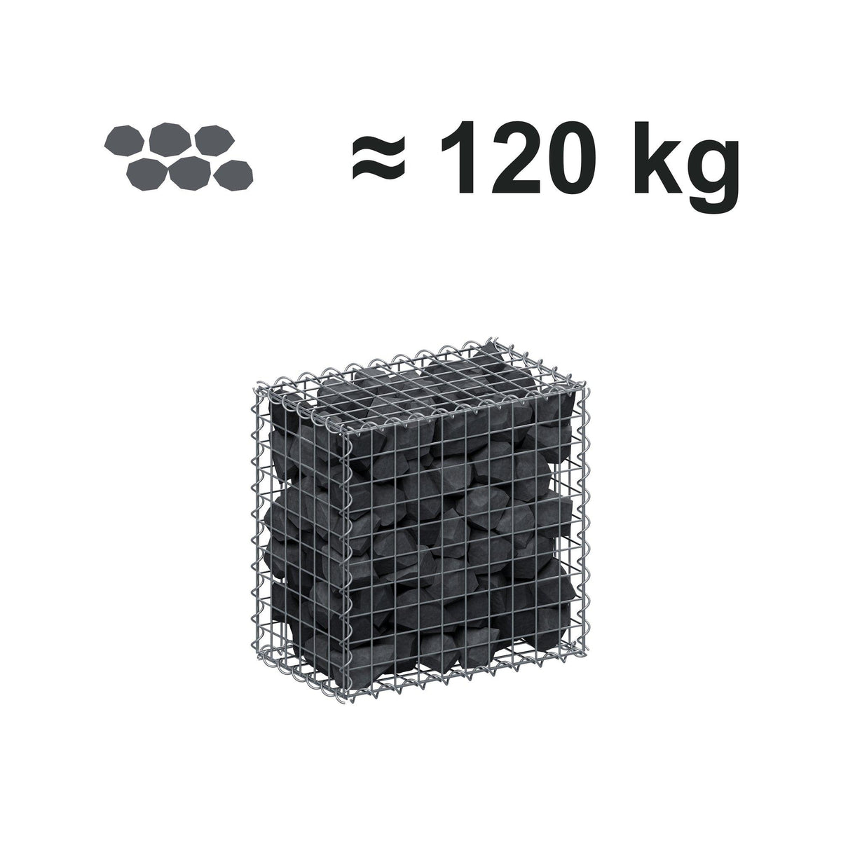 Gabion 50 cm x 50 cm x 30 cm (L x H x D), maskestørrelse 5 cm x 5 cm, spiral