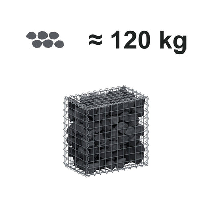 Gabion 50 cm x 50 cm x 30 cm (L x H x D), maskestørrelse 5 cm x 5 cm, spiral