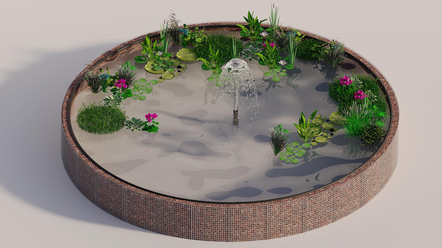 Tanque elevado de gabiões, redondo, diâmetro exterior 322 cm, altura 80 cm, dimensão da malha 5 x 5 cm, espessura da parede 15 cm