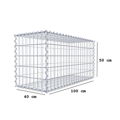 Set of 2 gabions 100 cm x 50 cm x 40 cm (L x H x D), mesh size 5 x 10 cm, spiral