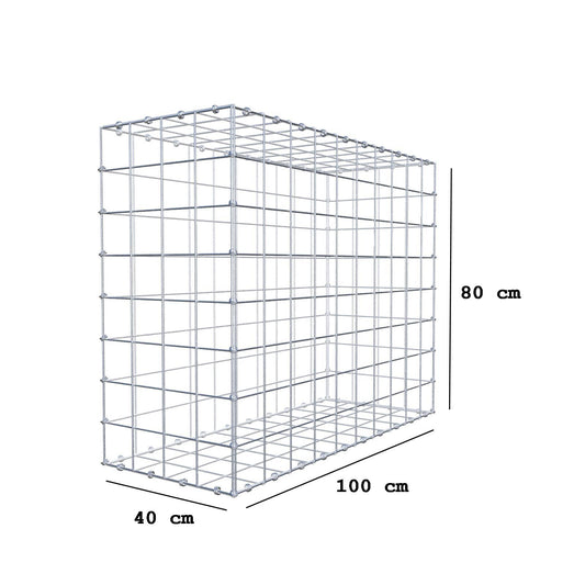Gabbione 100 cm x 80 cm x 40 cm (L x H x P), maglia 10 x 10 cm, anello a spirale
