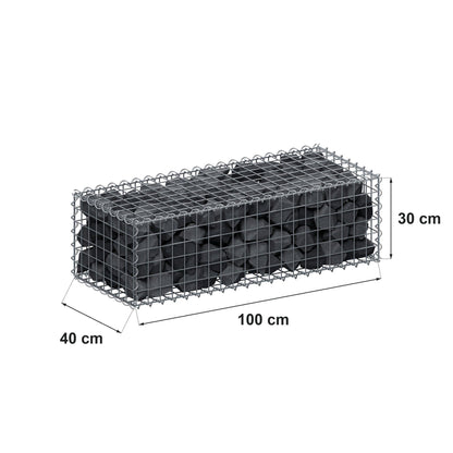 Gabion 100 cm x 30 cm x 40 cm (L x H x D), mesh size 5 cm x 5 cm, spiral