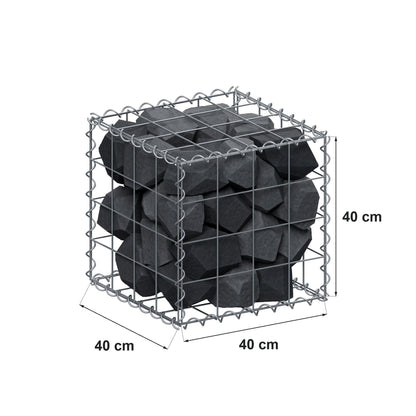 Gabião 40 cm x 40 cm x 40 cm (C x A x P), malhagem 10 cm x 10 cm, espiral