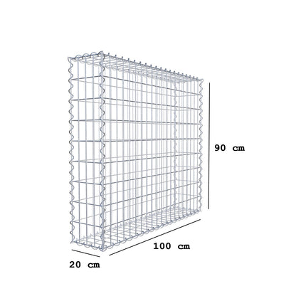 Schanskorf 100 cm x 90 cm x 20 cm (L x H x D), maaswijdte 5 cm x 10 cm, spiraalvormig