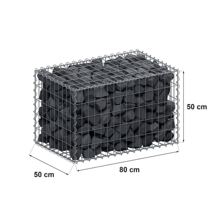 Gabião 80 cm x 50 cm x 50 cm (C x A x P), malhagem 5 cm x 10 cm, espiral