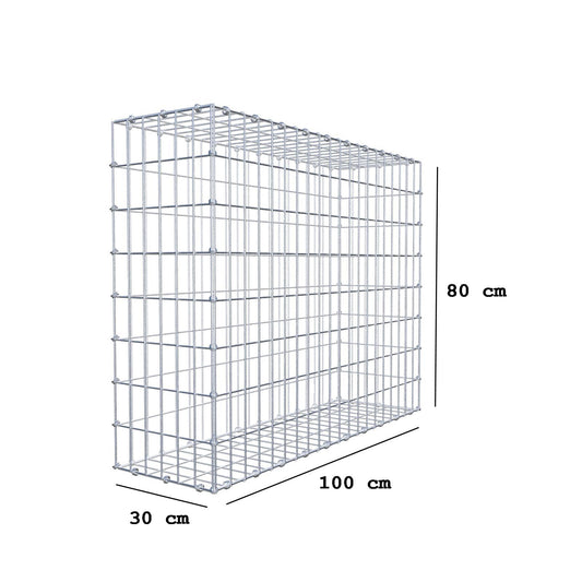 Gabione 100 cm x 80 cm x 30 cm (L x H x T), Maschenweite 5 x 10 cm, Spiralring