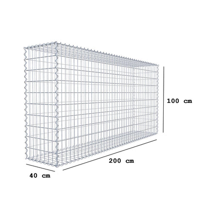 Gabion 200 cm x 100 cm x 40 cm (L x H x D), maskstorlek 5 cm x 10 cm, spiral