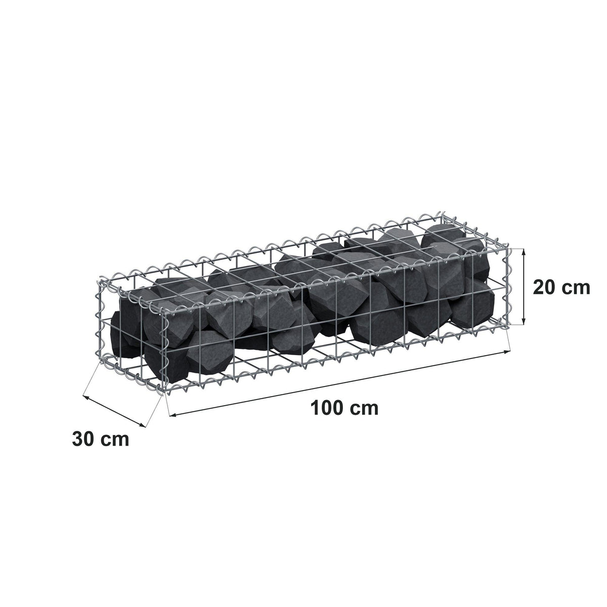 Gabion 100 cm x 20 cm x 30 cm (L x H x D), mesh size 10 cm x 10 cm, spiral