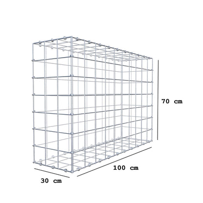 Gabion 100 cm x 70 cm x 30 cm (L x H x D), mesh size 10 x 10 cm, spiral ring