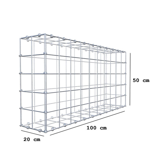 Gabion 100 cm x 50 cm x 20 cm (L x H x D), mesh size 10 x 10 cm, spiral ring