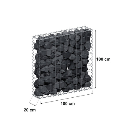 Gabion 100 cm x 100 cm x 20 cm (L x H x D), mesh size 10 cm x 10 cm, spiral