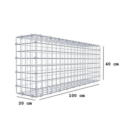 Gabione 100 cm x 40 cm x 20 cm (L x H x T), Maschenweite 5 x 5 cm, Spiralring