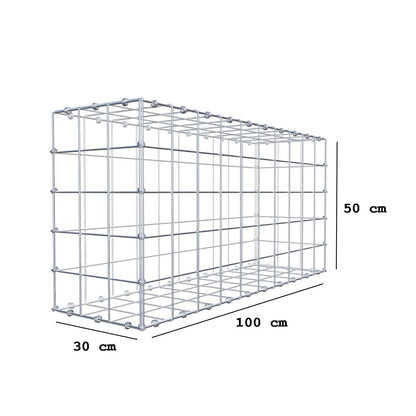 Gabbione 100 cm x 50 cm x 30 cm (L x H x P), maglia 10 x 10 cm, anello a spirale
