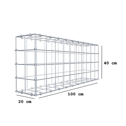 Gabion 100 cm x 40 cm x 20 cm (L x H x D), mesh size 10 x 10 cm, spiral ring