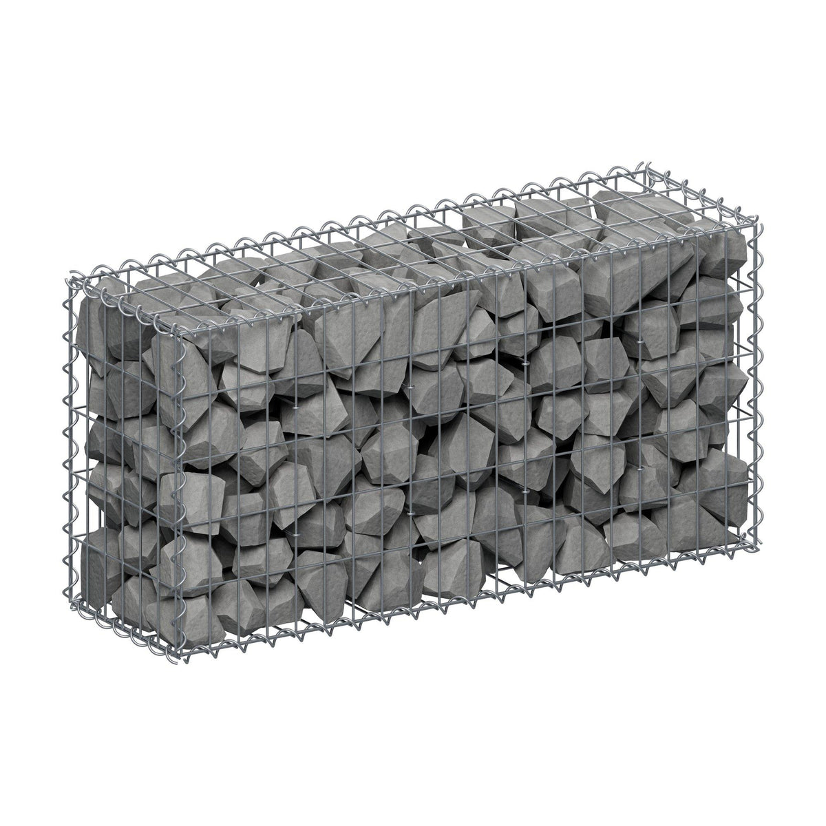 Gabião 100 cm x 50 cm x 30 cm (C x A x P), malhagem 5 cm x 10 cm, espiral