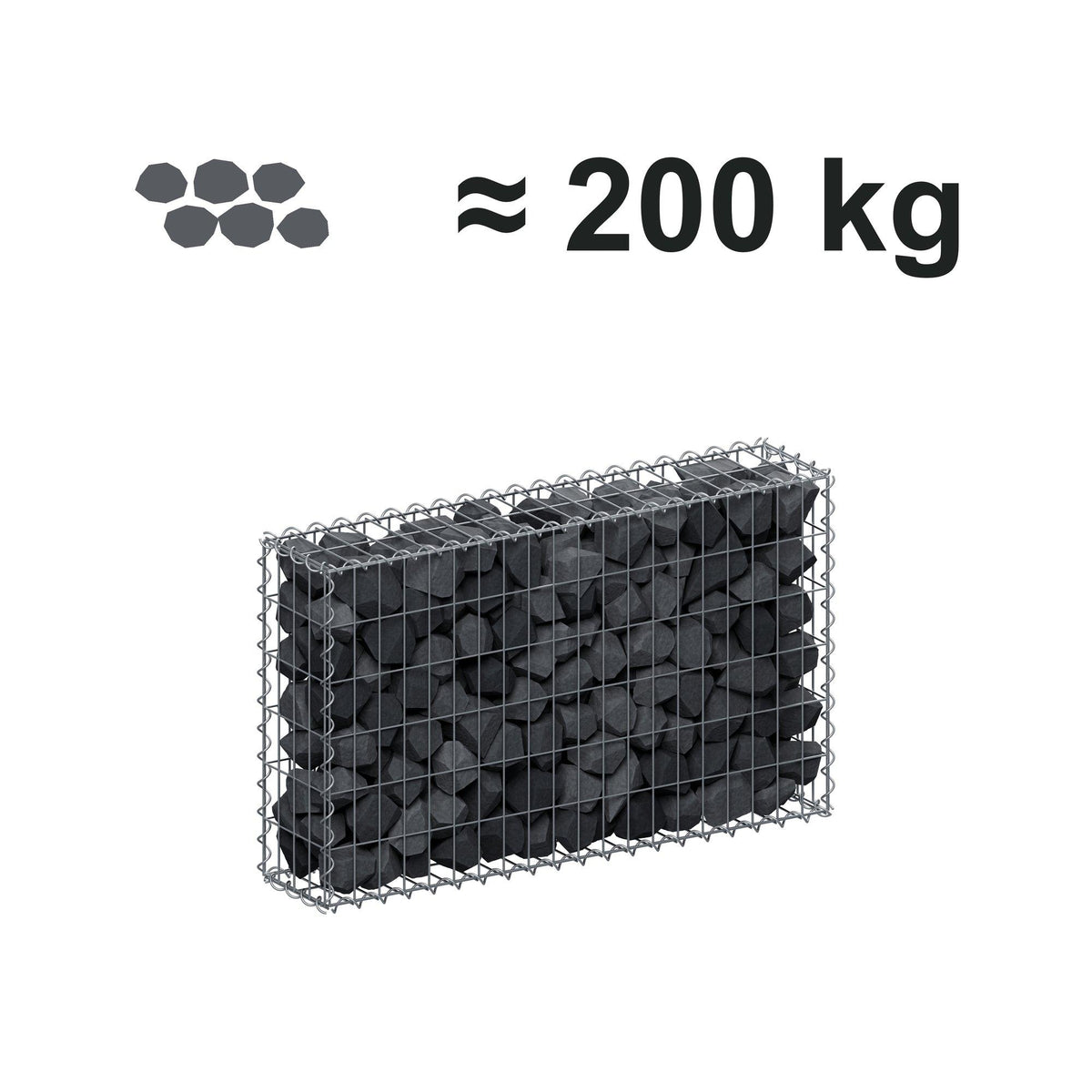 Gabion 100 cm x 60 cm x 20 cm (L x H x P), mailles 5 cm x 10 cm, spirale