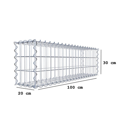 Set of 2 gabions 100 cm x 30 cm x 20 cm (L x H x D), mesh size 5 x 10 cm, spiral