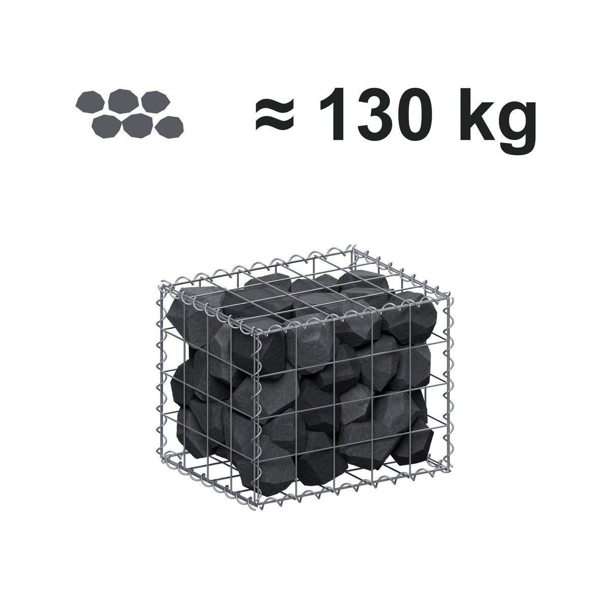 Gabion 50 cm x 40 cm x 40 cm (L x H x D), maskestørrelse 10 cm x 10 cm, spiral
