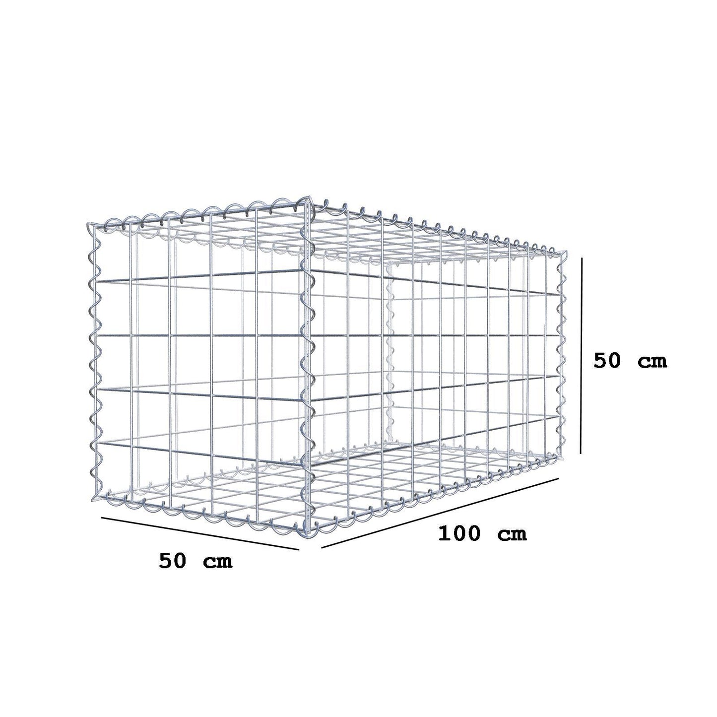 Set of 2 gabions 100 cm x 50 cm x 50 cm (L x H x D), mesh size 10 x 10 cm, spiral