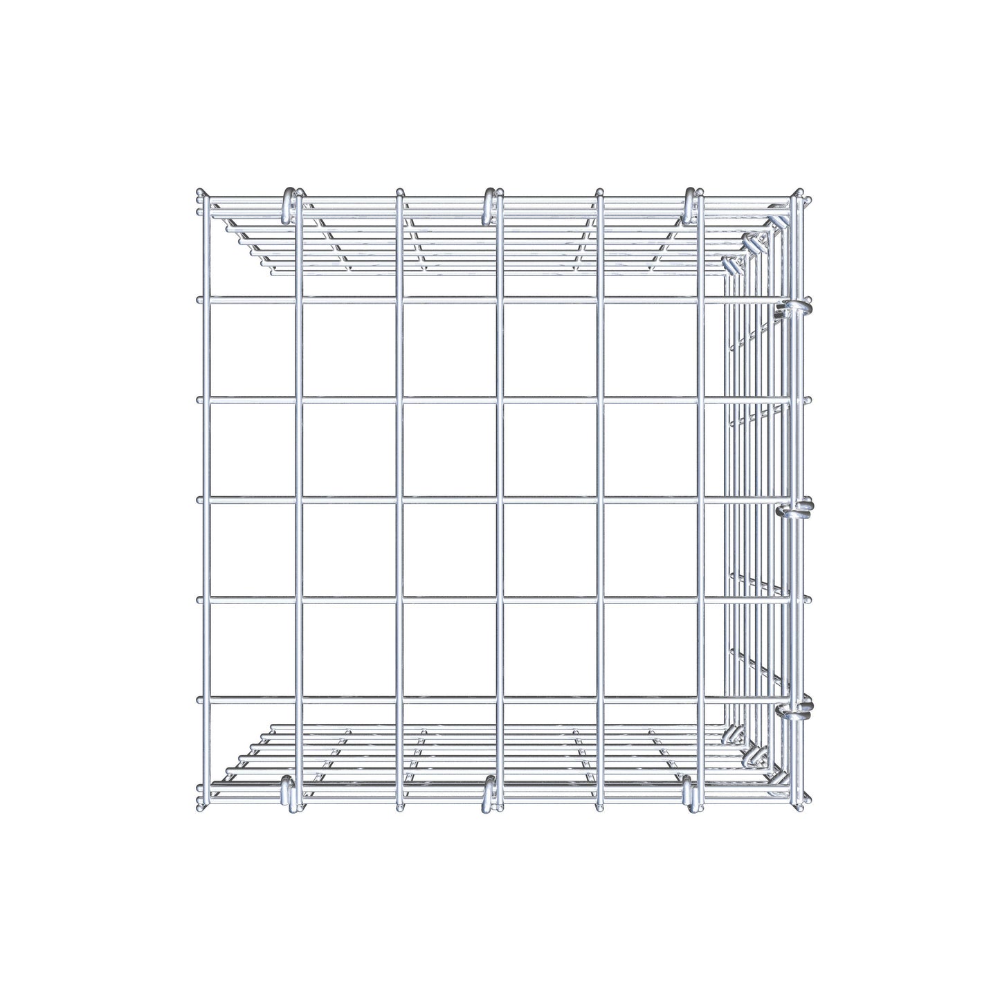 Mounted gabion type 4 30 cm x 30 cm x 30 cm (L x H x D), mesh size 5 cm x 5 cm, C-ring