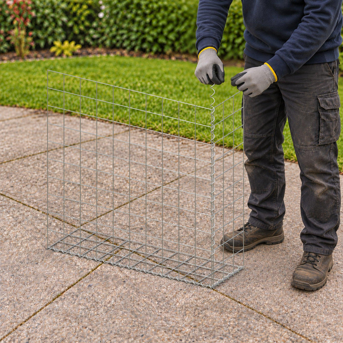 Gabion 100 cm x 100 cm x 30 cm (L x H x D), maskstorlek 10 cm x 10 cm, spiral