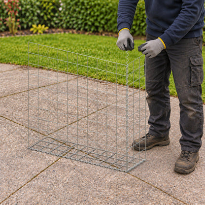 Gabion 100 cm x 100 cm x 30 cm (L x H x D), maskstorlek 10 cm x 10 cm, spiral