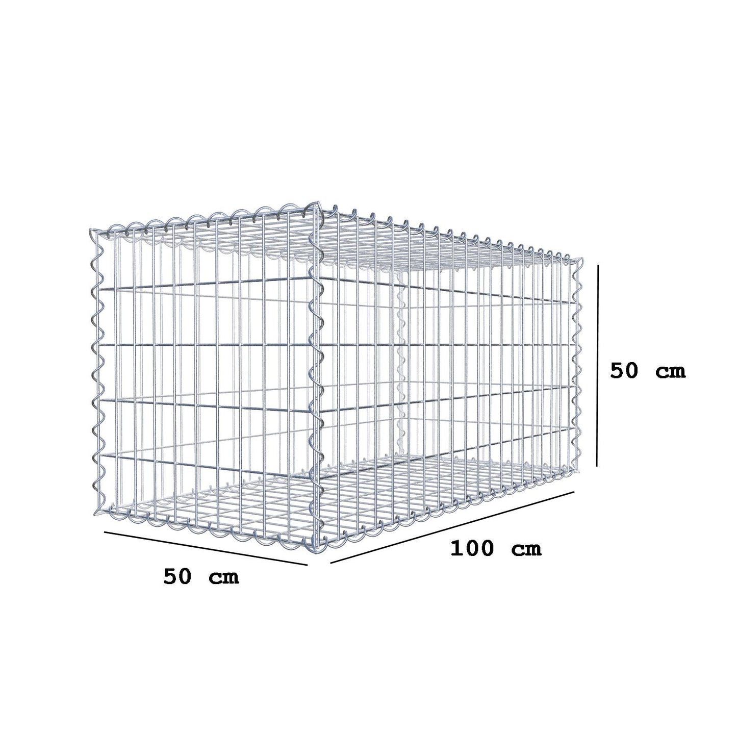 Gabione 100 cm x 50 cm x 50 cm (L x H x T), Maschenweite 5 cm x 10 cm, Spirale