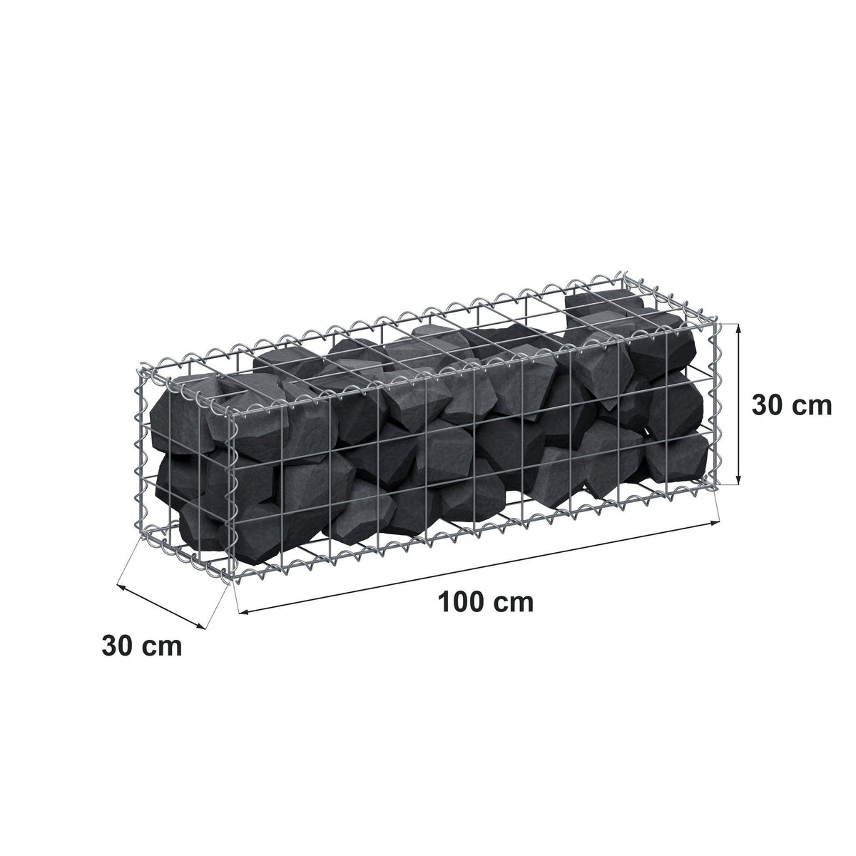 Gabion 100 cm x 30 cm x 30 cm (L x H x D), mesh size 10 cm x 10 cm, spiral