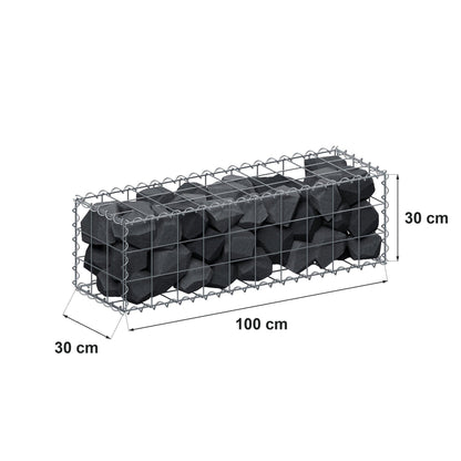 Gabion 100 cm x 30 cm x 30 cm (L x H x D), mesh size 10 cm x 10 cm, spiral