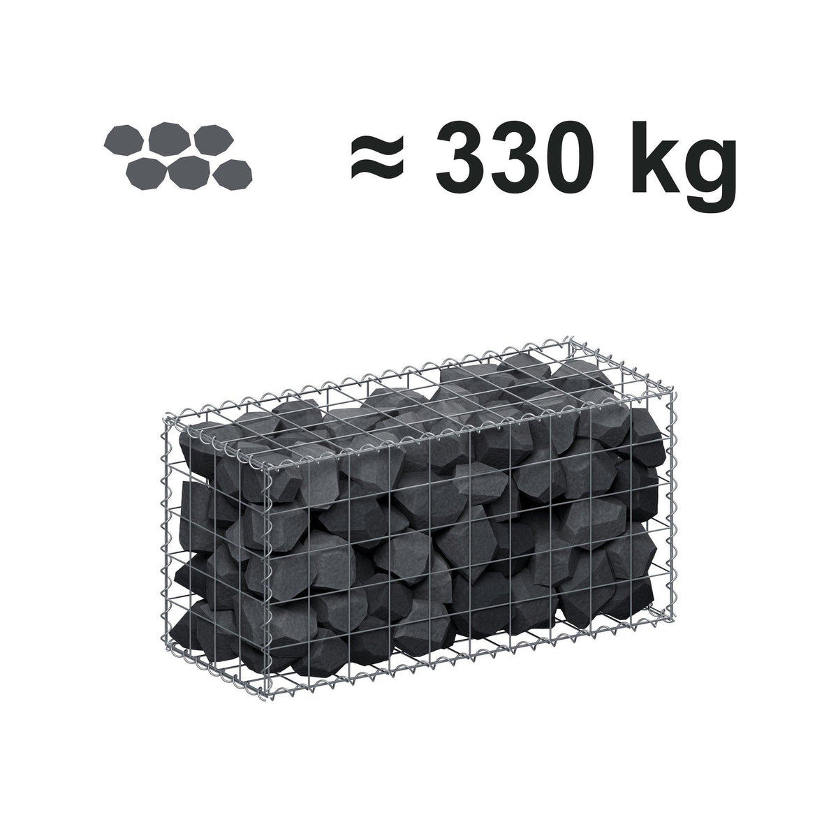 Schanskorf 100 cm x 50 cm x 40 cm (L x H x D), maaswijdte 10 cm x 10 cm, spiraalvormig