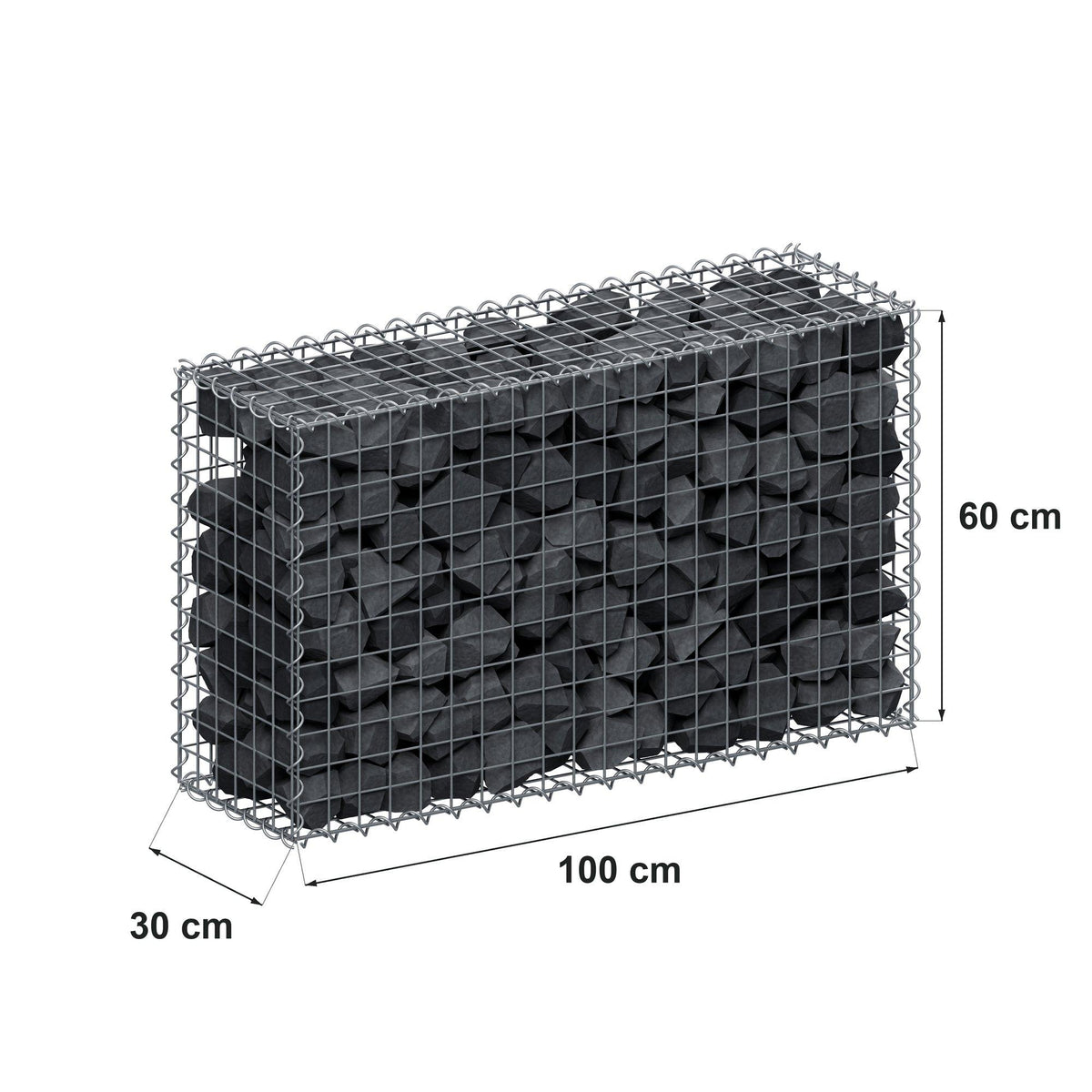 Gabion 100 cm x 60 cm x 30 cm (L x H x P), mailles 5 cm x 5 cm, spirale