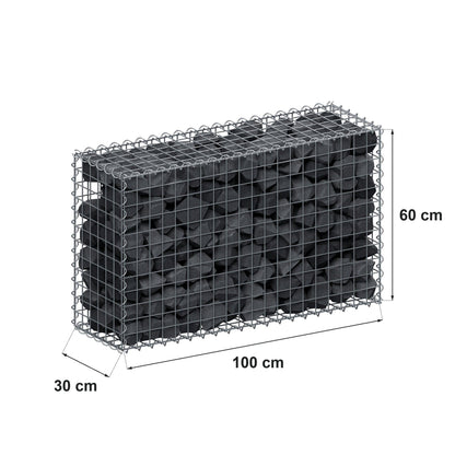 Gabion 100 cm x 60 cm x 30 cm (L x H x P), mailles 5 cm x 5 cm, spirale