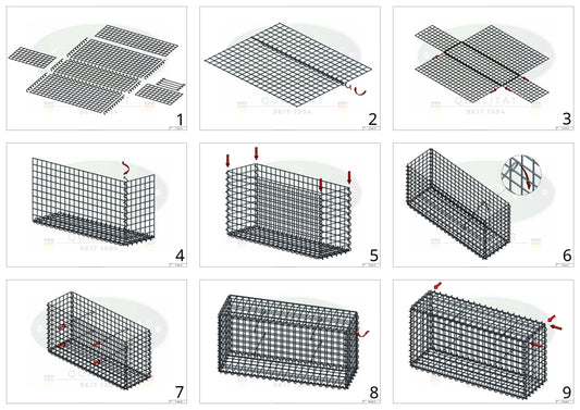 Gabion 200 cm x 100 cm x 20 cm (L x H x P), mailles 5 cm x 5 cm, spirale