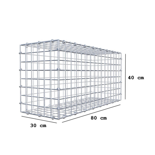 Gabion 80 cm x 40 cm x 30 cm (L x H x D), maskestørrelse 5 x 5 cm, spiralring