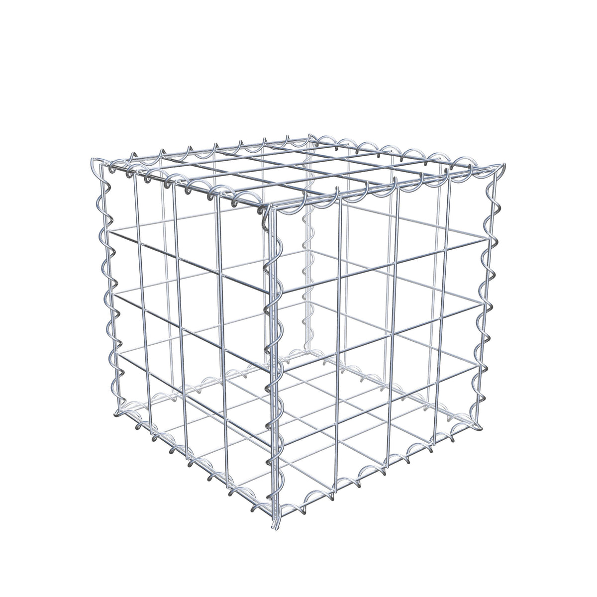 Gabião 40 cm x 40 cm x 40 cm (C x A x P), malhagem 10 cm x 10 cm, espiral