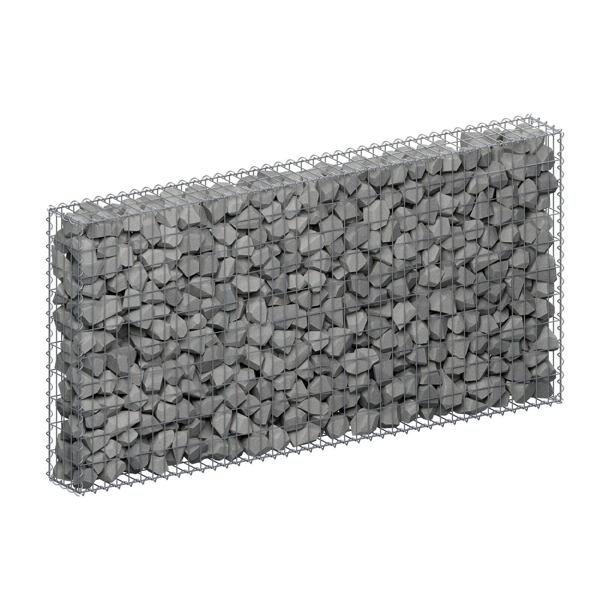 Gabião 200 cm x 100 cm x 20 cm (C x A x P), malhagem 5 cm x 10 cm, espiral