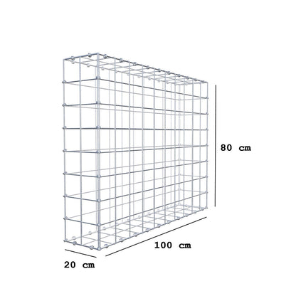 Gabião 100 cm x 80 cm x 20 cm (C x A x P), malhagem 10 x 10 cm, anel espiral
