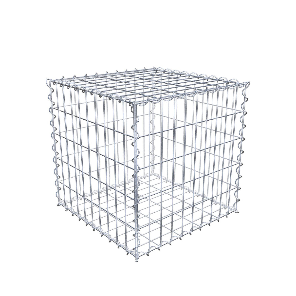 Gabião 50 cm x 50 cm x 50 cm (C x A x P), malhagem 5 cm x 10 cm, espiral