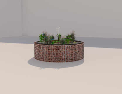 Laghetto rialzato in gabbioni, rotondo, diametro esterno 172 cm, altezza 50 cm, maglia 5 x 5 cm, spessore parete 15 cm